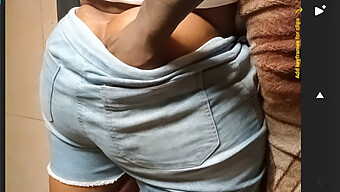 Up Close View Of My Girlfriend'S Big Ass In Booty Shorts As I Pleasure Her Digitally