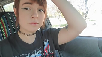 Teen Girl Pleasures Herself With A Dildo In Her Car