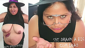 Halloween-Themed Encounter With A Busty Performer Who Swallows Cum