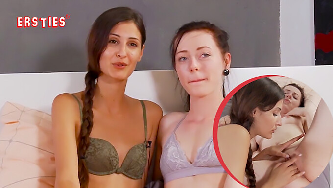 Milena și Lisa M se răsfăț în sex lesbian cu jucării și sărutări